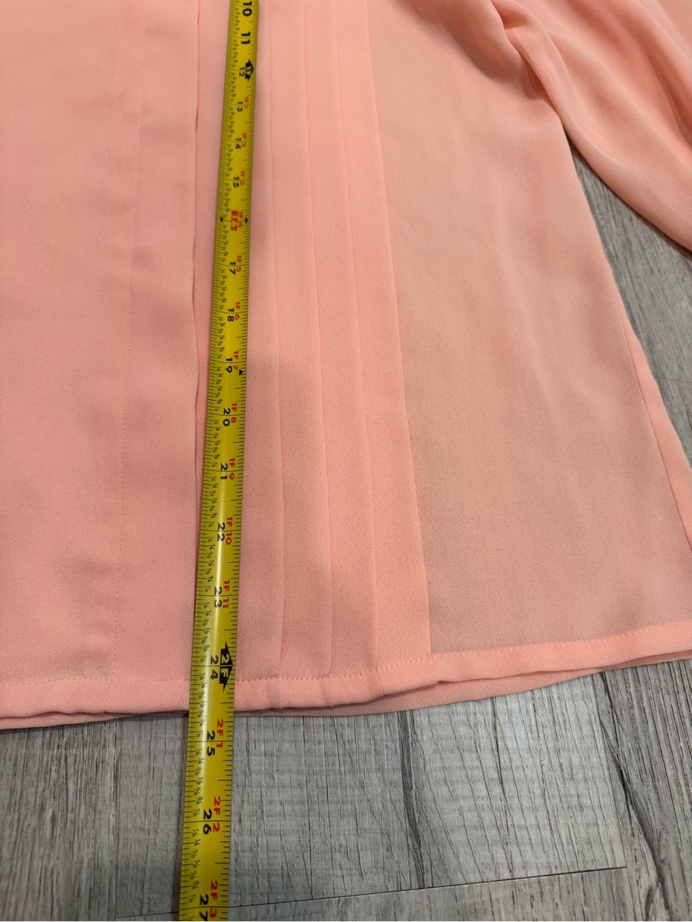 Vtg 80s Diversity Peach Salmon Blouse Pleated Embroidered Collar Sz 12 Korea - Picture 12 of 13